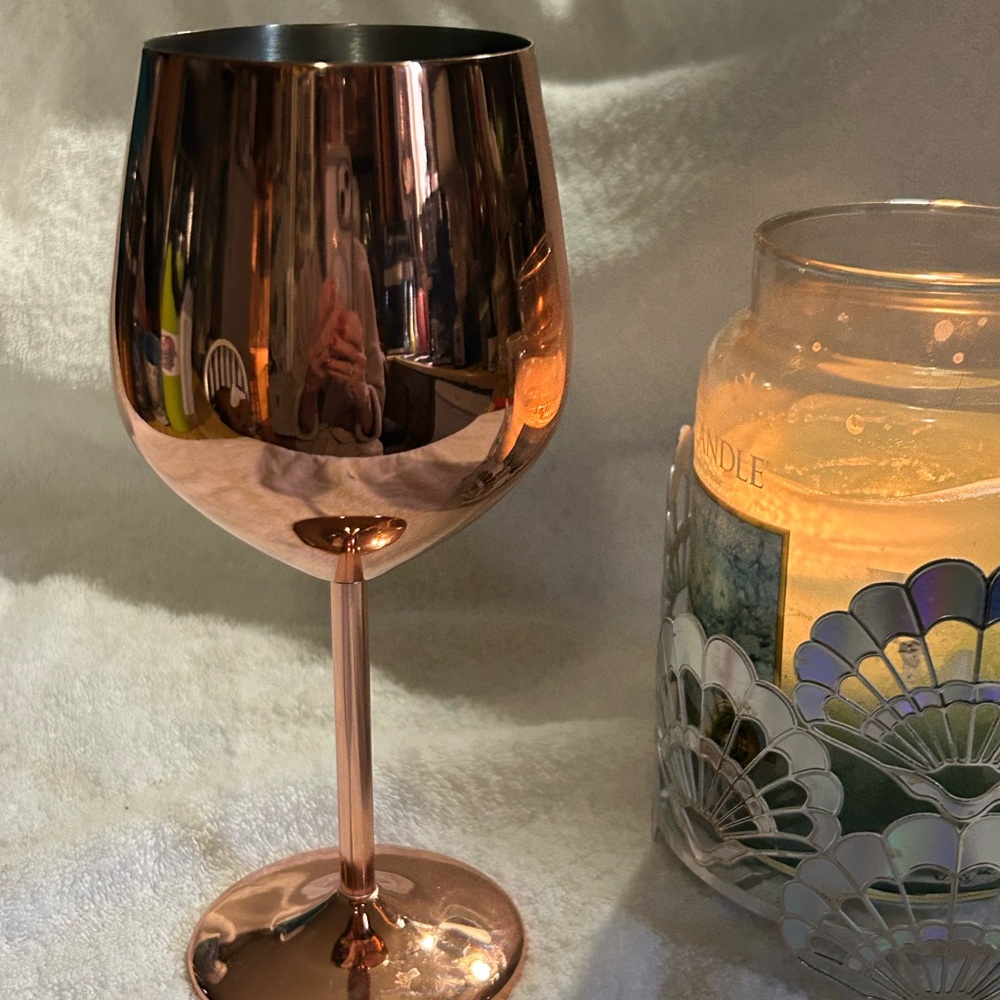 Copper Stemmed Wine Glasses - Set of 4 - Picture 2 of 2